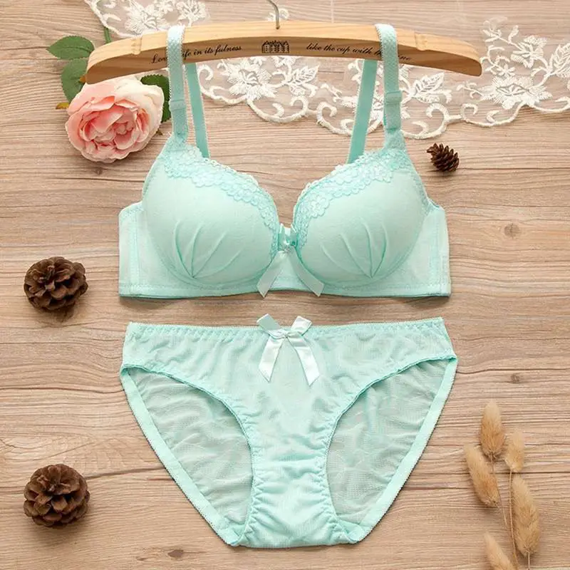 Нижнее белье с кружевом и бантом глубоким v-образным вырезом пуш-ап подкладкой