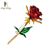 king shiny brand elegant color rose brooch for woman vintage korean flower brooch pins girls party banquet jewelry accessories