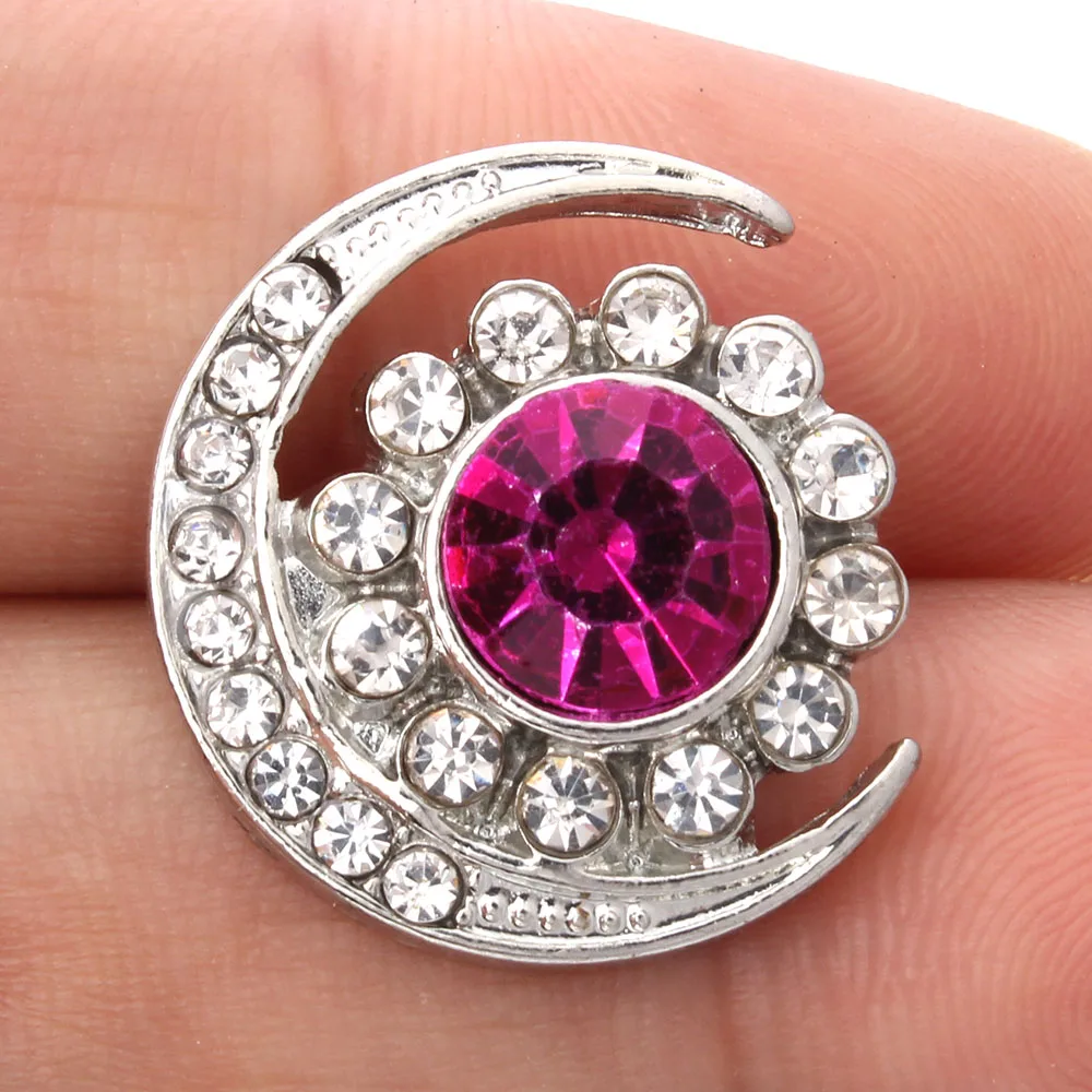 6 шт./лот кристалл стразы застежка луна Подсолнухи металлическая кнопка для 18 мм