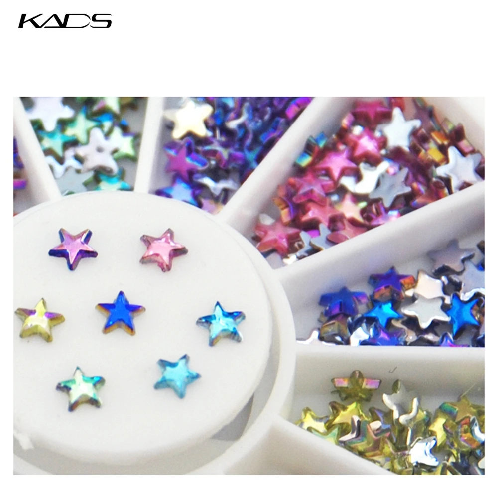 НОВЫЙ AB 3 мм Звезда Радуга Цвет Акриловый маникюр Плоской назад Горный Хрусталь