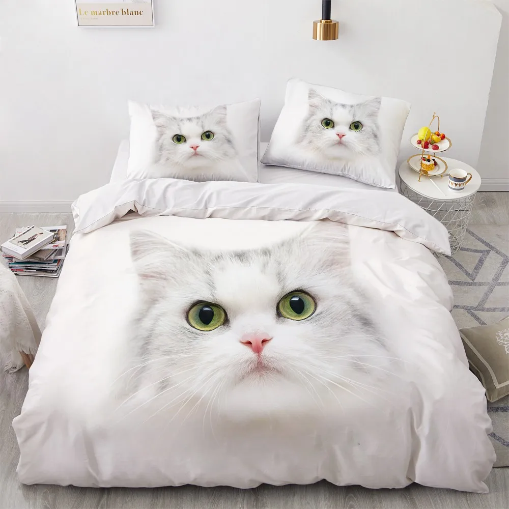 

Nordic 3D Cute Cat Bedding Set 220x240 Duvet Cover Single Double Full Twin Queen King Size Quilt Cover For Children Adult Kids
