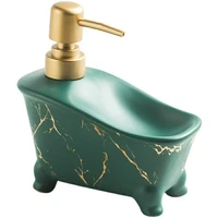 350ml soap dispenser bathtub shape marble pattern ceramic shampoo bottles soap dish hand washing empty refill sub bottle