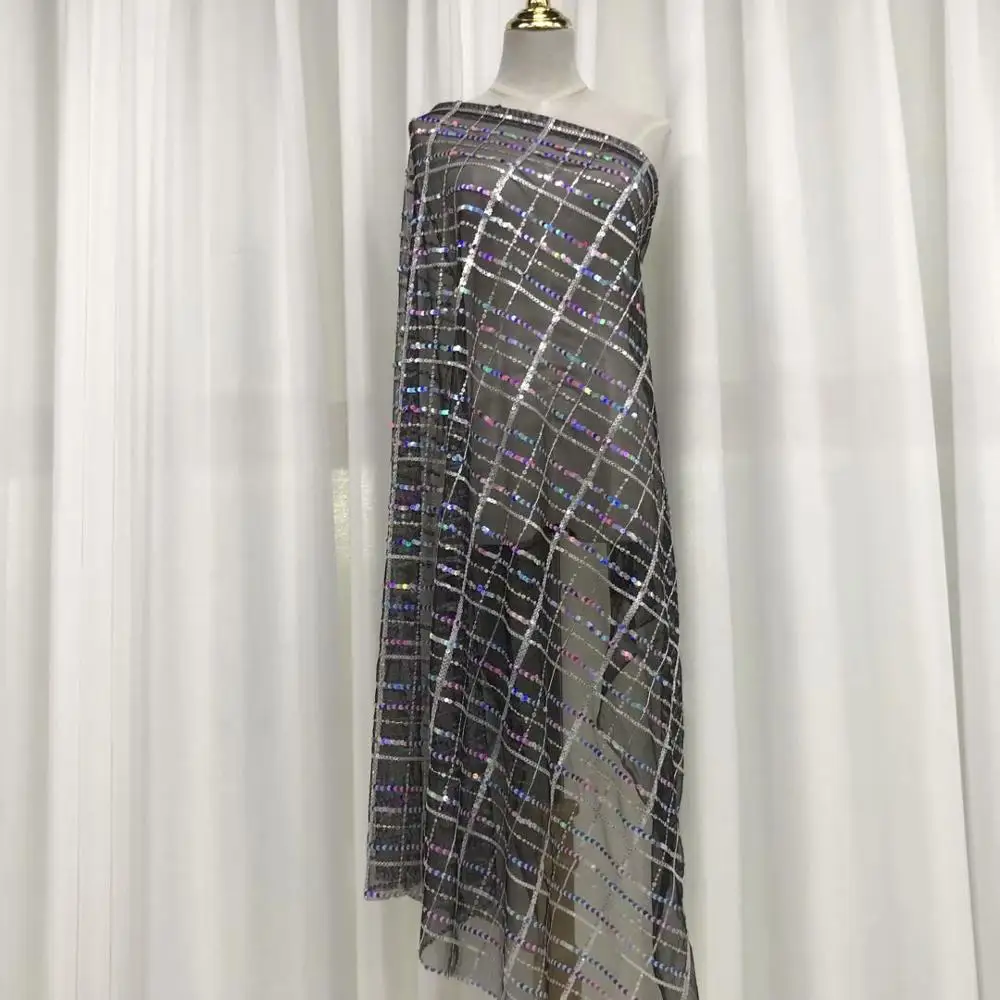 Кружевная ткань в африканском стиле с разноцветными блестками и бисером высокое