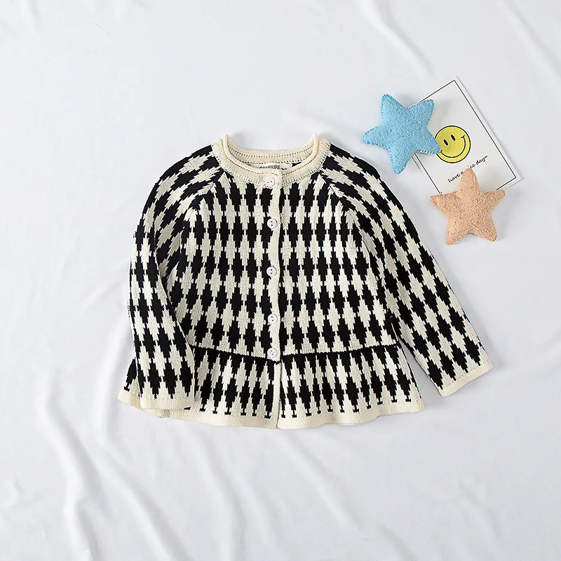 

WLG Kids Girls Sweaters Spring Fall Diomand Printed Long Sleeve Knitted Sweater Baby Girl Casual Clothes