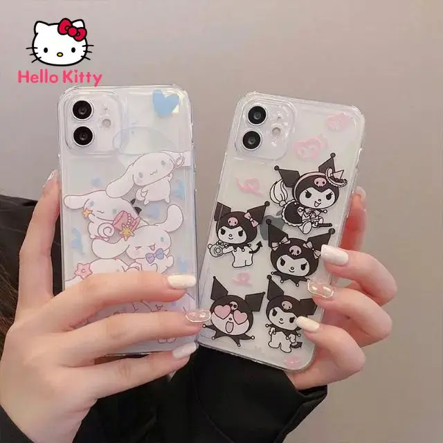 

Hello Kitty Cinnamonroll Transparent Phone Case for iPhone12 12Pro 12Promax 11 Pro 11Promax Mini X XS MAX XR 7 8 Plus Cover