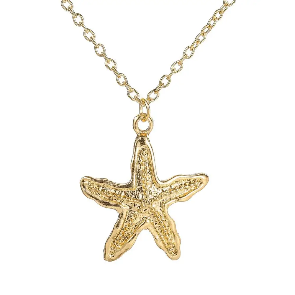 

RONGQING 12pcs/lot Starfish Necklace For Women Gold silver Color ocean Jewelry Fashion 2019 New