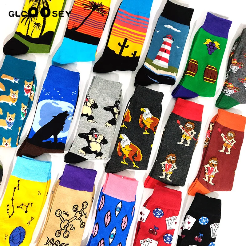 Combed Cotton Poker Corgi Frog Crazy Burger Piranh Wolf Avocado Eagle Sock Christmas Gift