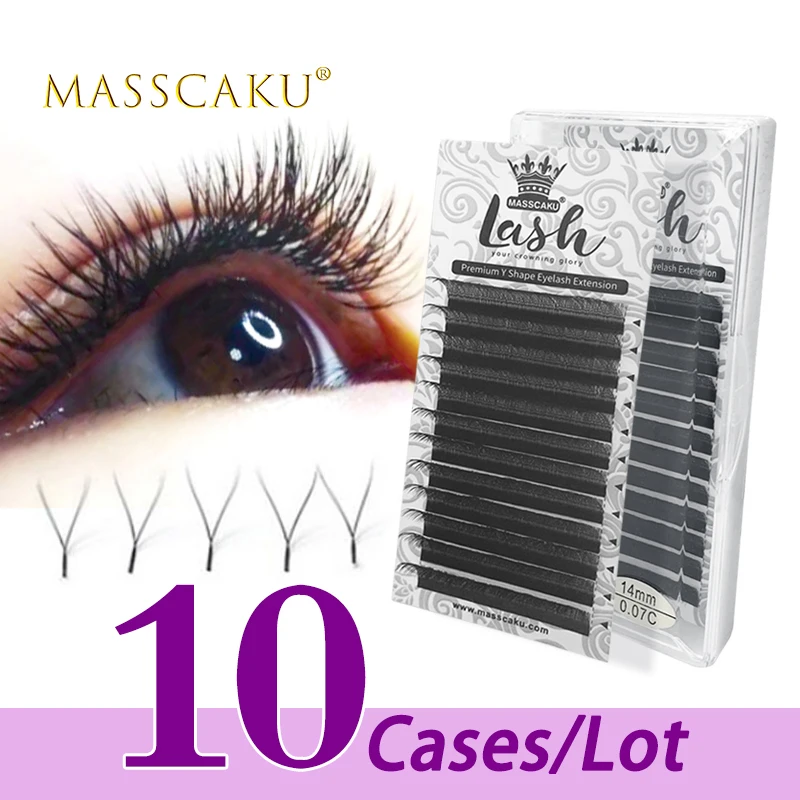 

10case/lot Hot sale Y-shape hand woven premium mink soft light natural eyelashes extension makeup mesh false eyelash individual