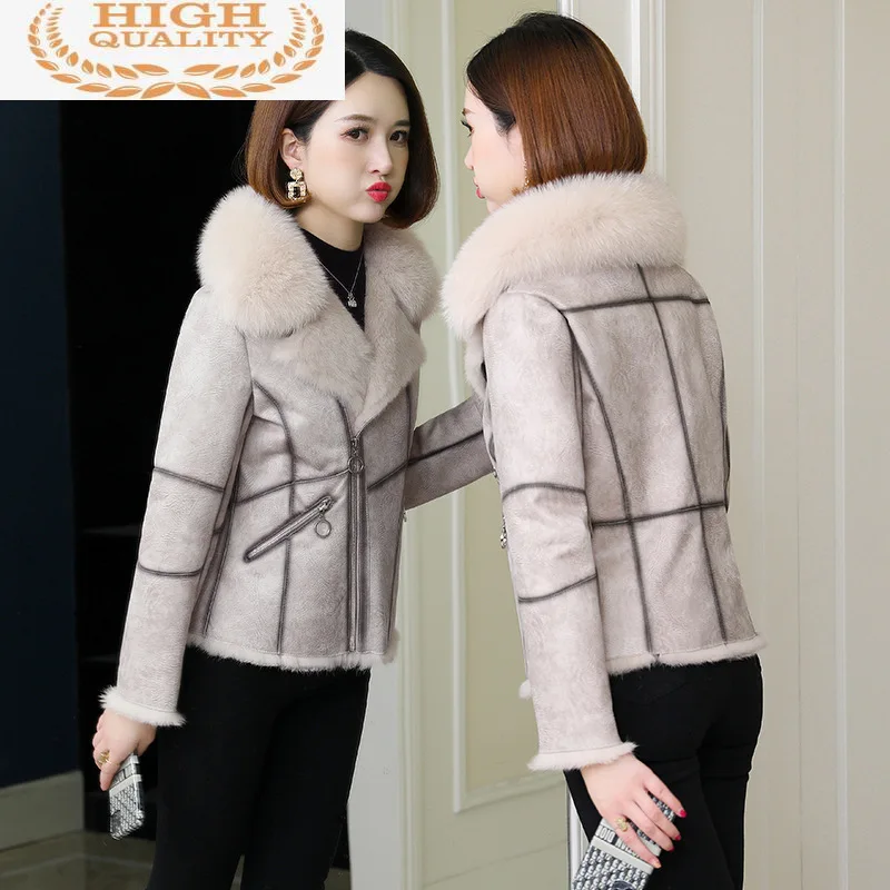 

Real Rabbit Fur Coat Female Autumn Winter Jacket Women Luxury Clothes Fox Fur Collar New 2021 Manteau Femme Hiver