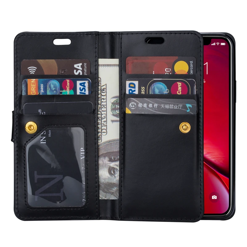 Чехол-книжка с бумажником для iPhone XS 11 Pro Max X XR, сумка из искусственной кожи, чехол на молнии с отделением для денег, карман на ремешке, чехол для мобильного телефона