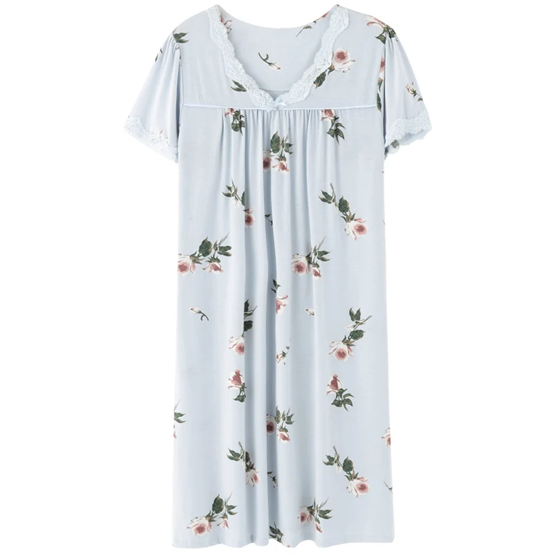 Новая длинная рубашка с коротким рукавом ночная из вискозы домашняя одежда