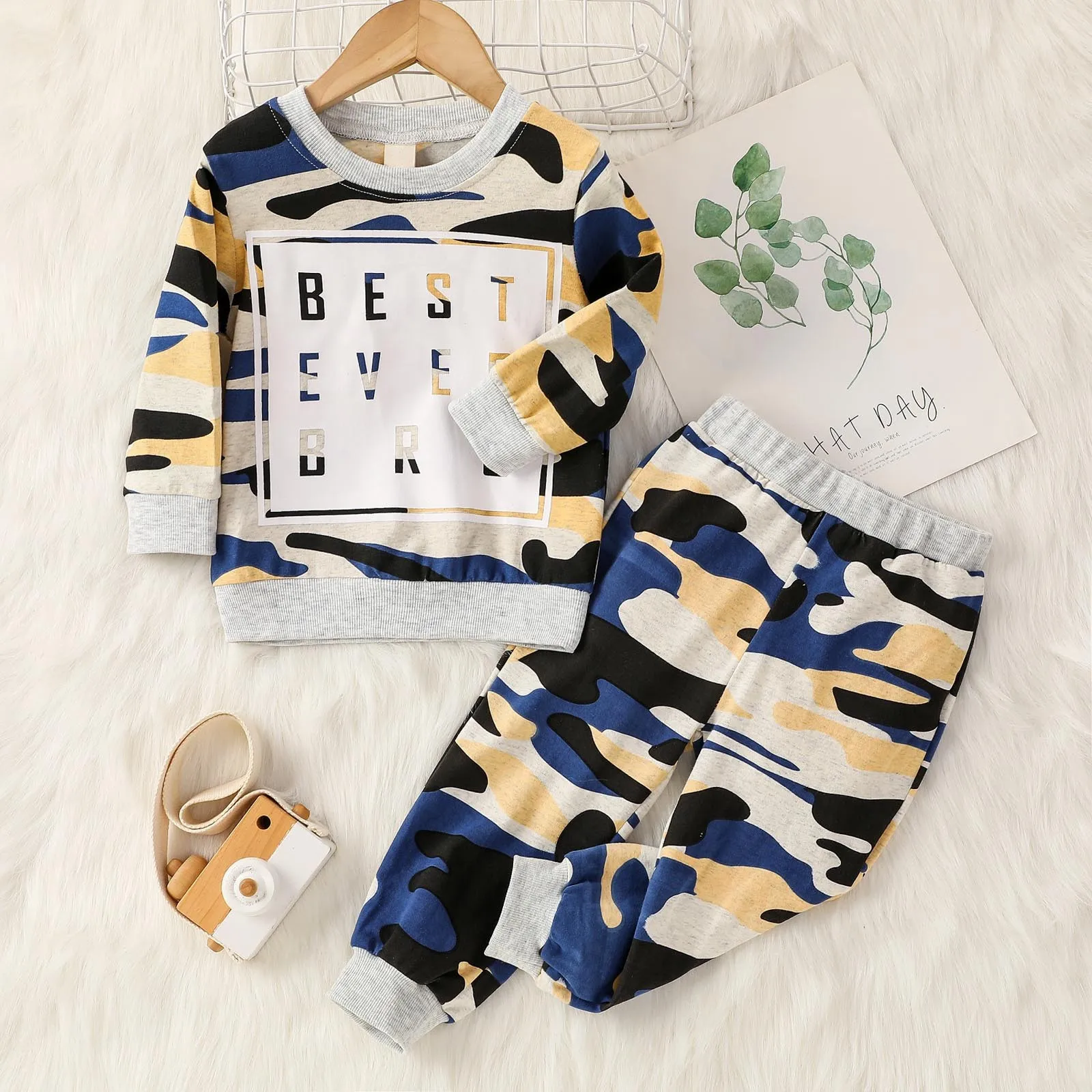 

18M-6Y Baby boy clothes Winter Camouflage Pullover Letter Printing Tops Pants Outfit Suit Clothing Set комплекты одежды E1