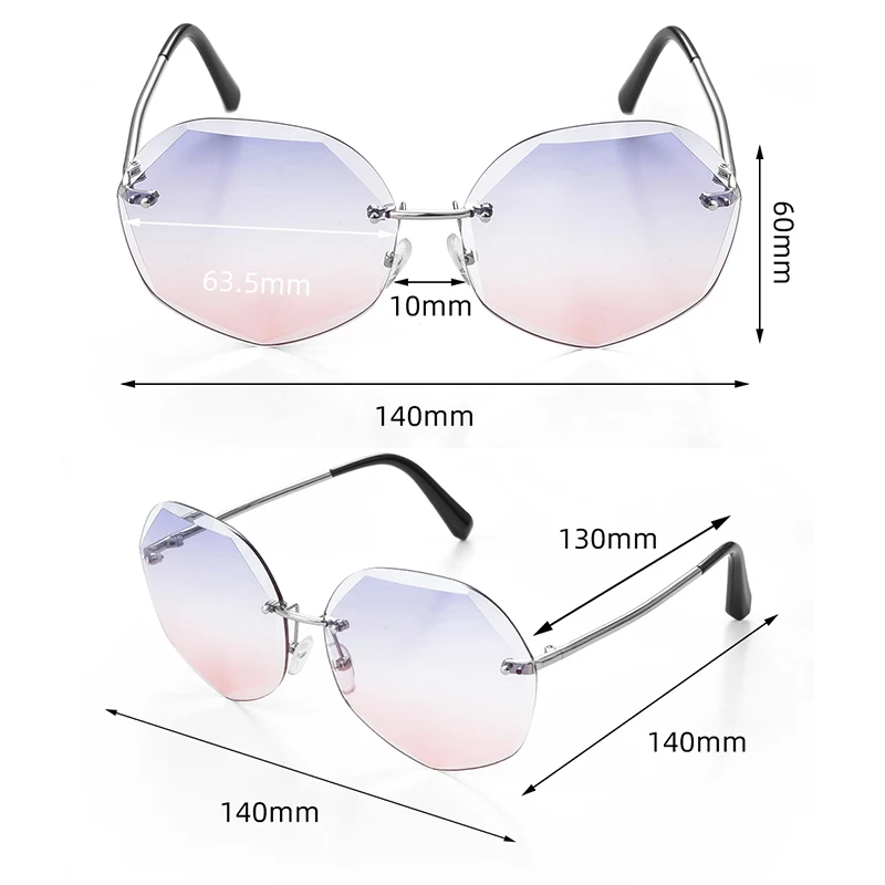Женские солнцезащитные очки W &amp E без оправы с градиентной текстурой и