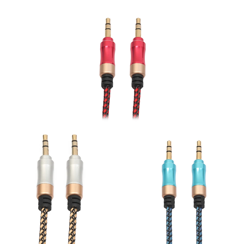 2019 1m Nylon Jack Aux Cable 3.5 mm to 3.5mm Audio Male Gold Plug Car Cord for iphone Samsung xiaomi |
