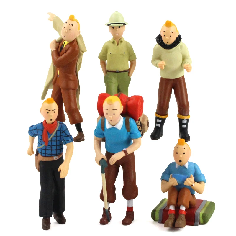 

6pcs/set The Adventures of Tintin Classic Cartoon Figures Tin Tin PVC Action Figure Collectible Model Toys Dolls