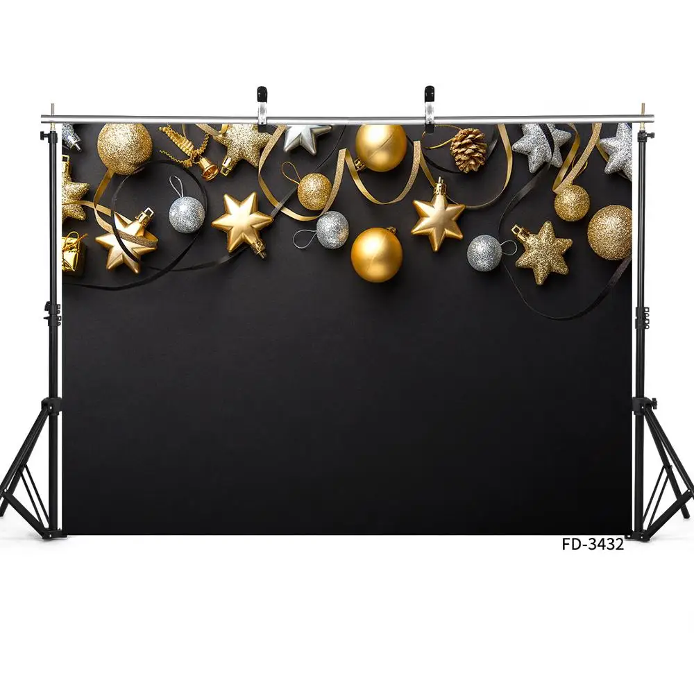 

Christmas Party Golden Star Black Backdrop Decoration Baby Newborn Portrait Photography Background Photocall Photo Studio Props