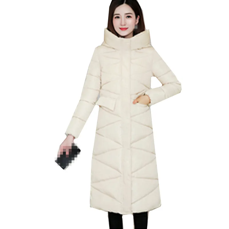 Женская длинная куртка с капюшоном ZB4253 осенне зимняя утепленная хлопковой