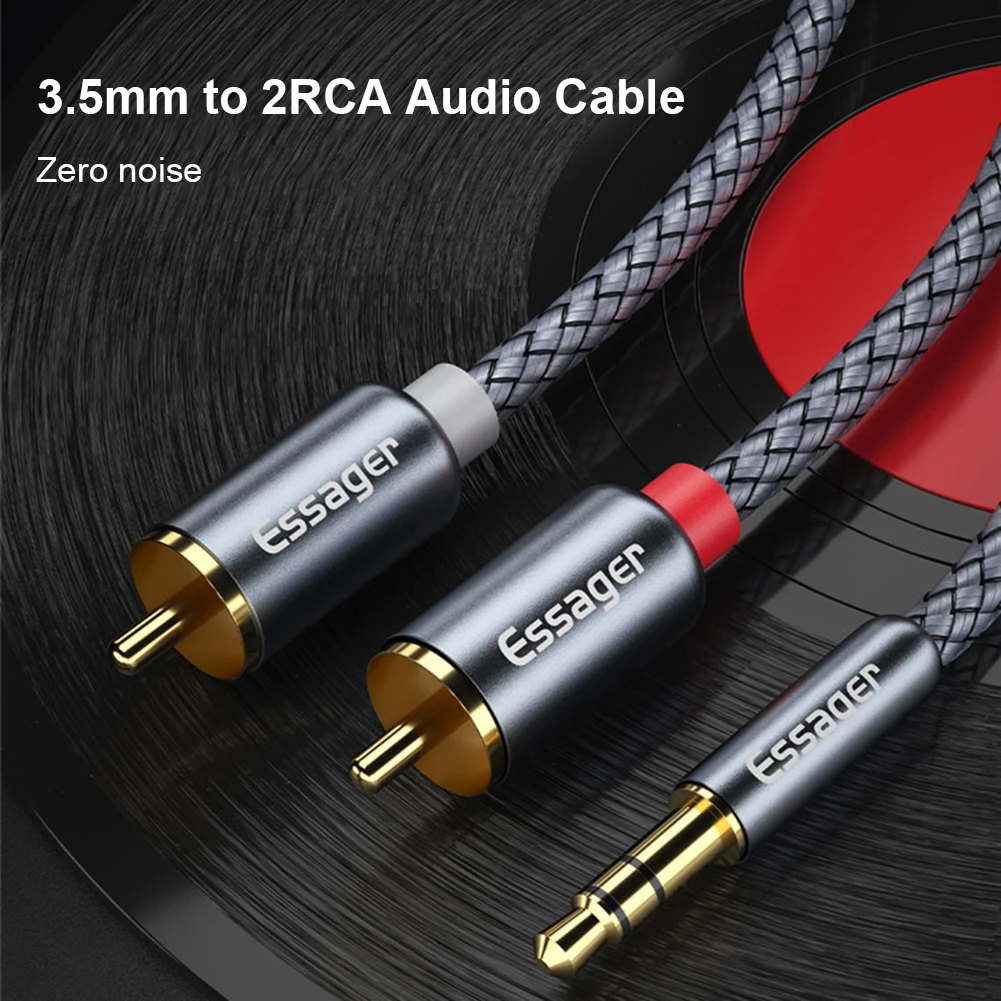 Аудиокабель RCA Aux для Essager разъем 3 5 мм на 2 Y-разъема адаптер сплиттер ТВ ПК