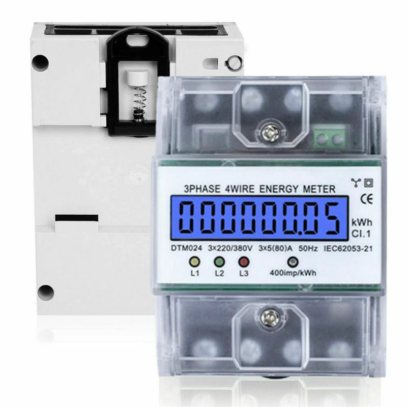 

Power Consumption Energy Meter Wattmeter 3 Phase 4 Wire Electronic Watt Meter 5 (80) A 230 / 400V LCD Backlight Display