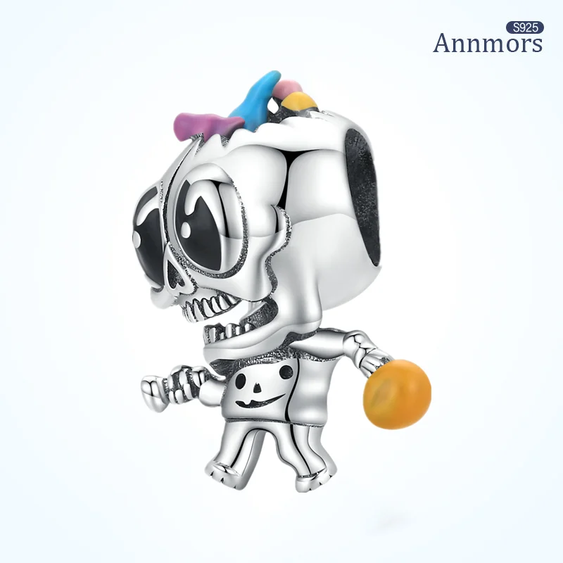 

Playing Basketball Skull Head Charms Halloween Bangle Pendant 925 Sterling Silver Fits Original Bracele Charms Skull