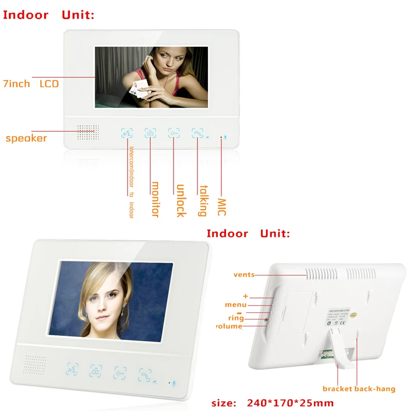 

Video Intercom 7 Inch Wifi Wireless Video Door Phone Doorbell Camera Visual Unlock Door Intercom System APP Control SD Record