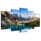 Картина с пейзажем, 5 шт., озеро, горы, холст, настенная живопись, плакаты с изображением деревьев современный природный пейзаж для гостиной