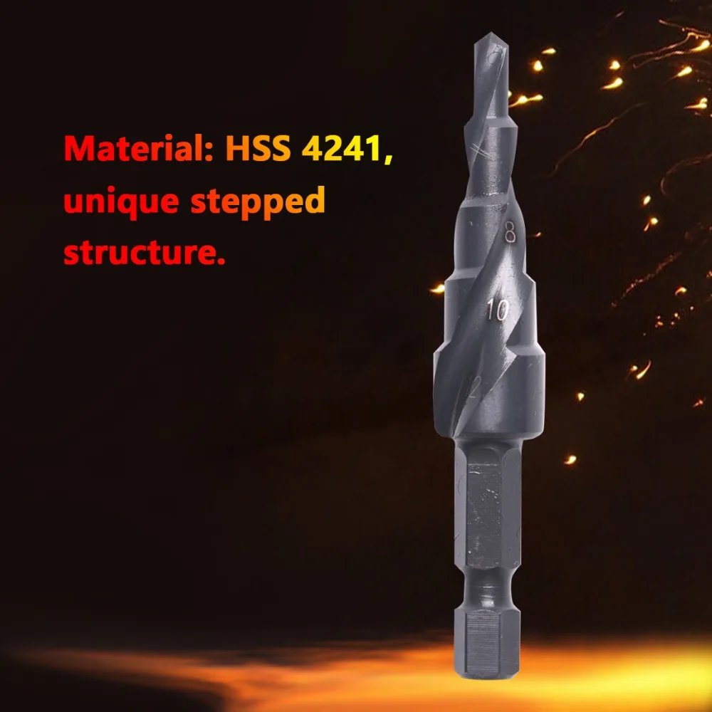 1 шт. HSS спиральные рифленые ступенчатые сверла 4-12 мм 4-20 мм 4-32 мм шестигранный хвостовик нитрирование черный конический конус сверло для электроинструмента