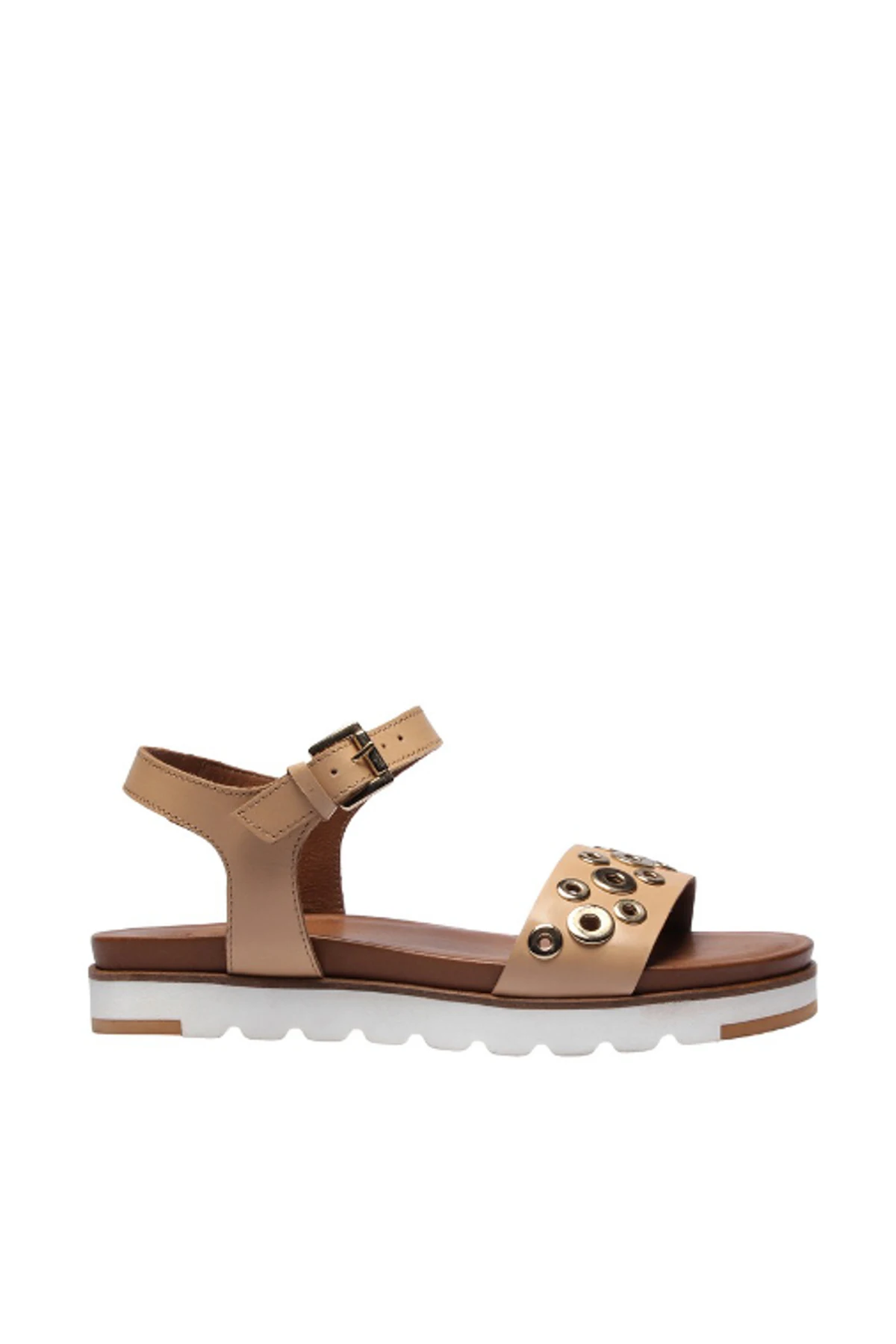 Бежевые женские босоножки из натуральной кожи с жемчугом коллекция 120130002083 года |