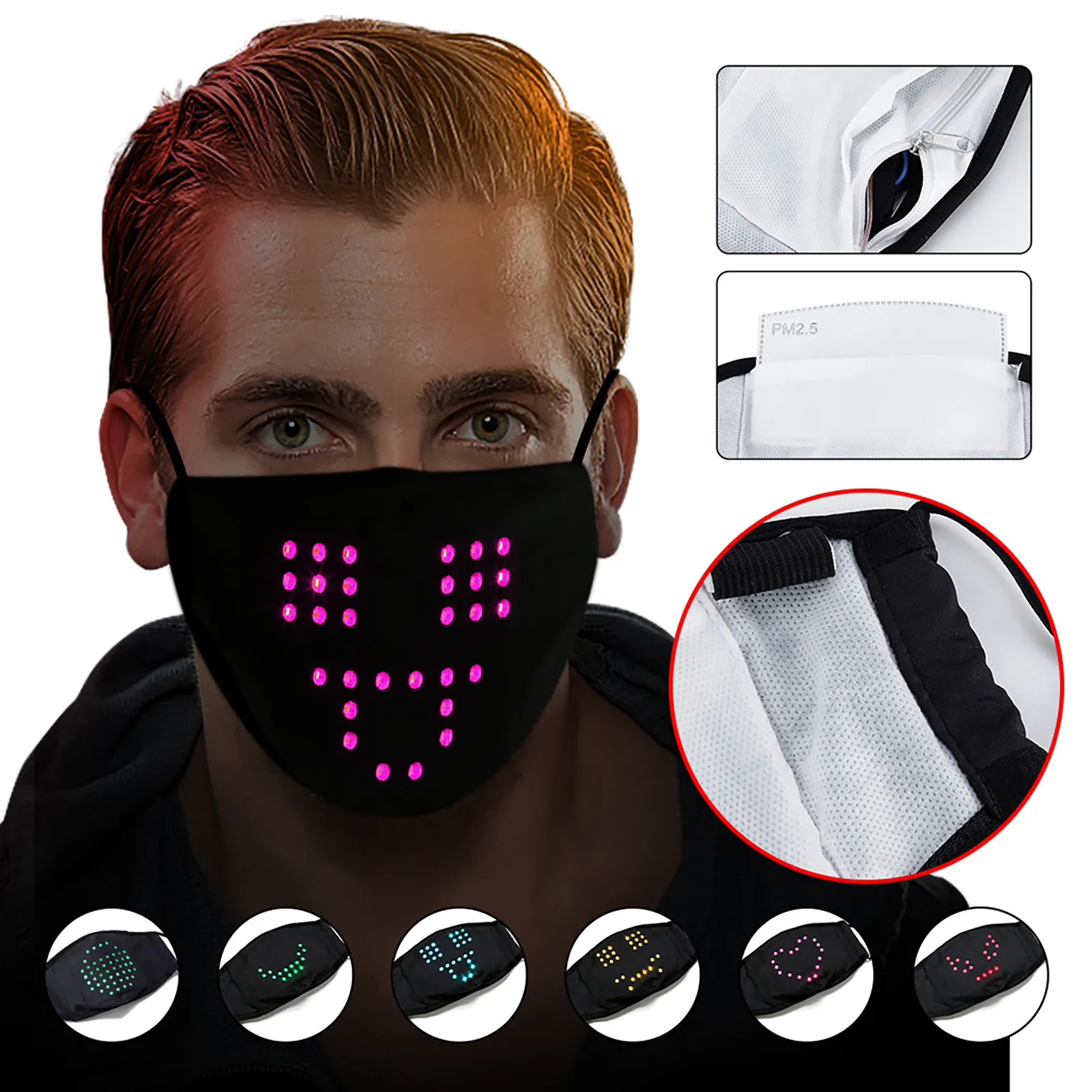 Маска для косплея со светодиодной подсветкой многоразовая бандана взрослых с