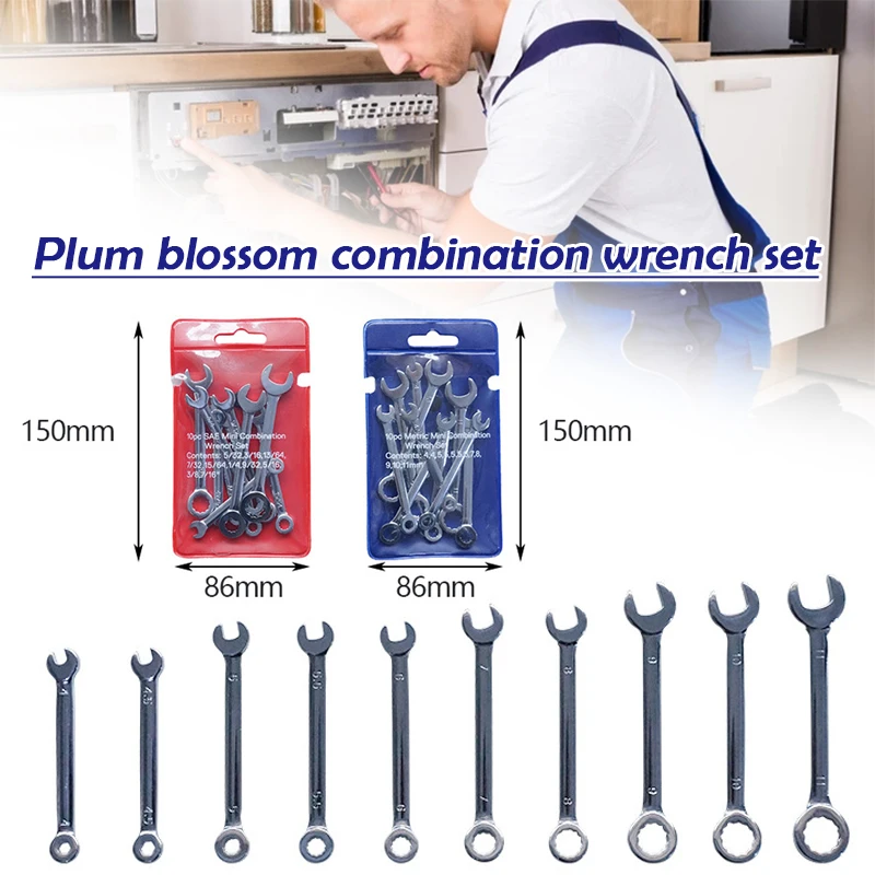

10pcs Combination Wrench Set Professional Tools Wrenches Chrome Vanadium Steel Ratchet Durable Repair Tools NEW Hot