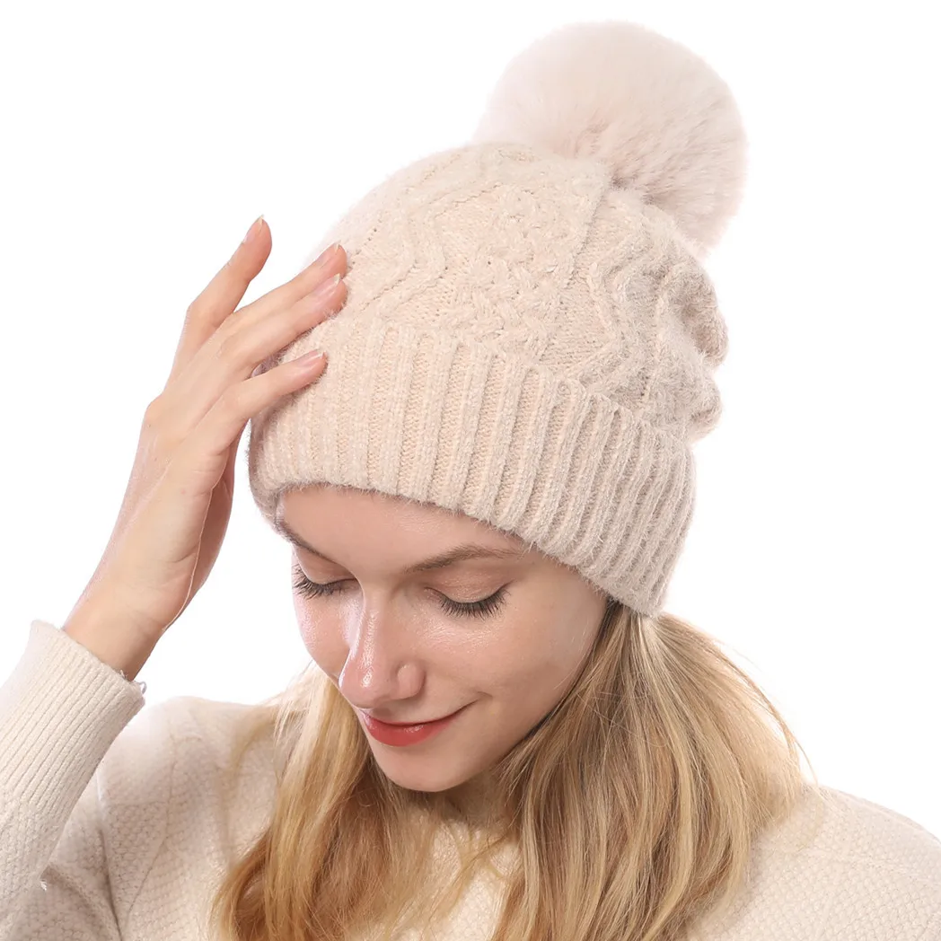 Женская осенне-зимняя новая модная мягкая вязаная шапка из синели с флисовой