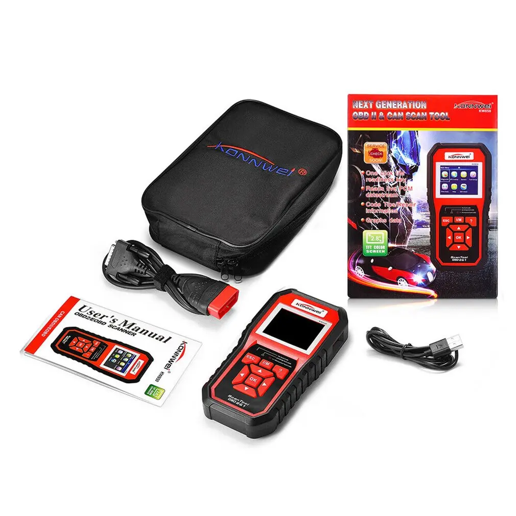 

KW850 OBDII EOBD Universal Car Auto Diagnostic Tool Code Reader Automotive Scanner Eight Languages Support