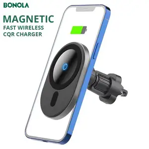bonola 15w magnetic car wireless charger for iphone 13 12 pro max12pro12 qi fast charge 360°air outlet magnetic cars holder free global shippin