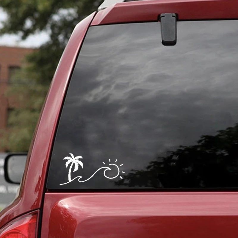 17*8 3 см Автомобильная наклейка s пальма и волны которые превращаются в солнце