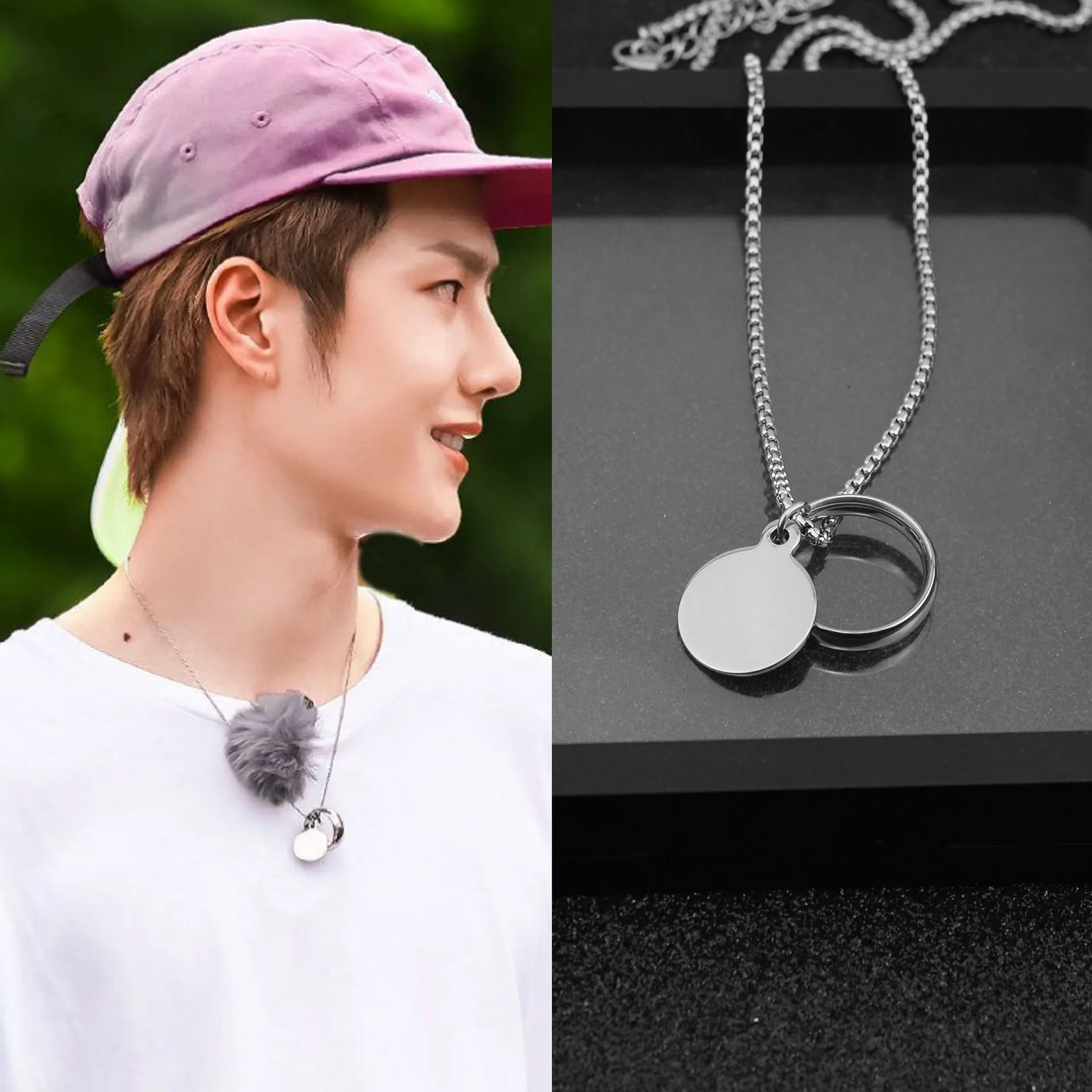 

2021 Stainless Steel Men Women Minimalist Splicing Chain Link Hip Hop Round Disc Pendant Necklace Jewelry Gift for Him collar