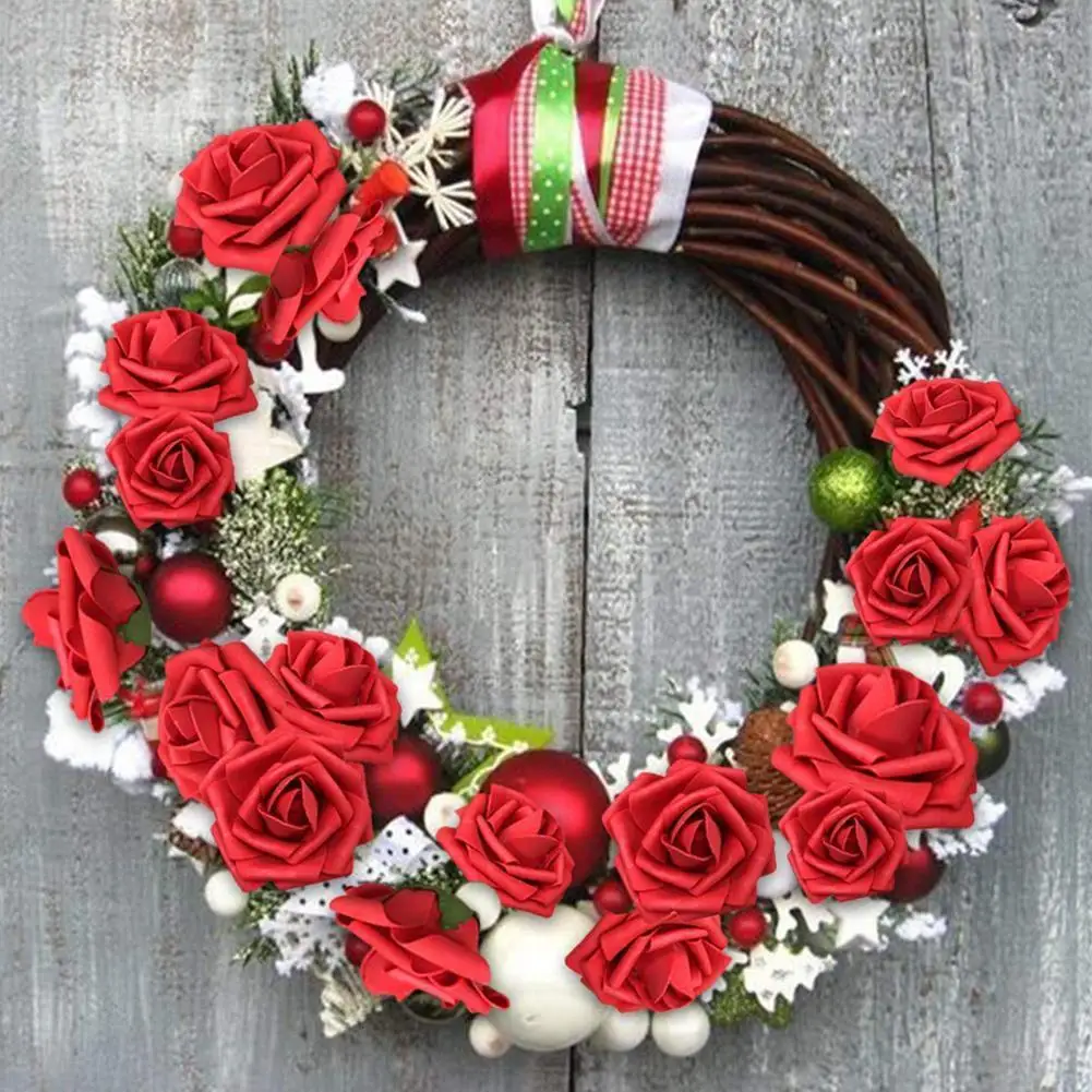 

25Pcs Artificial Flower PE Rose Stick Wedding Bouquet Wreath DIY Party Decor