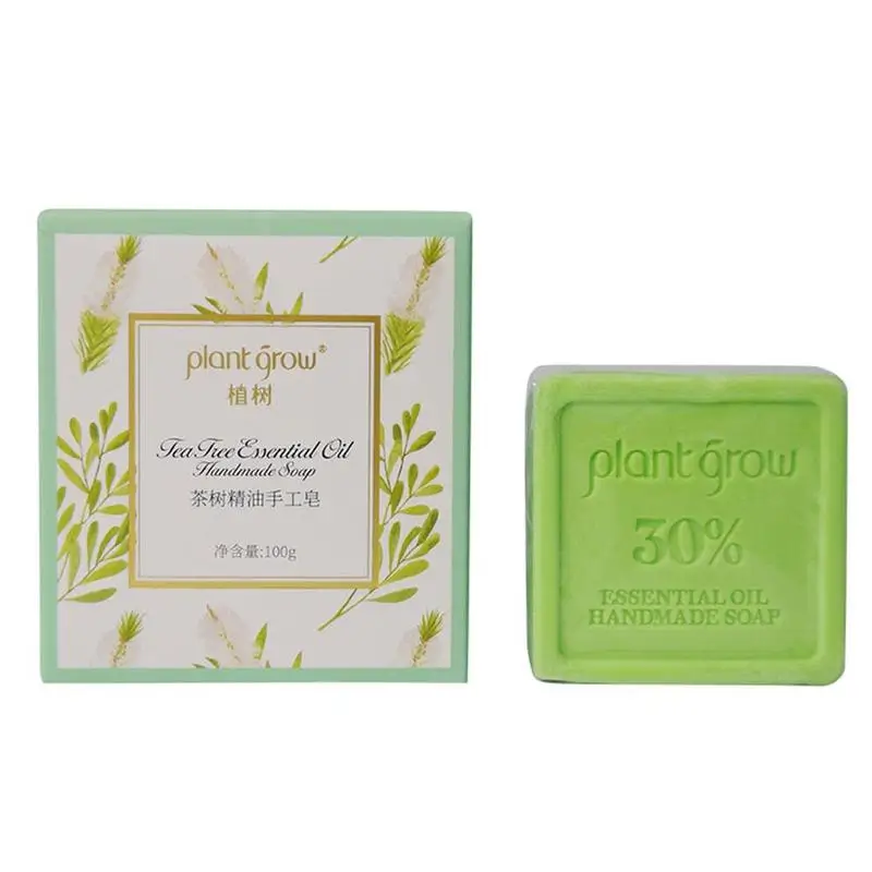Tea Tree Essential Oil Soap 100g, Deep Cleansing, Mites, Essential and Soap Control Oil Handmade Oil Acne, U1O8