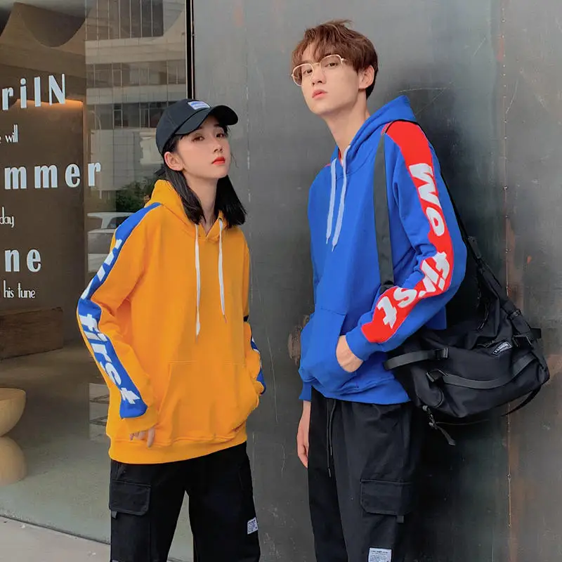 

Couple Hoodies Korean Letter Printed Oversize Harajuku Sweatshirt Cotton Casual Pullover Long Sleeve Pocket Ulzzang Kpop Clothes