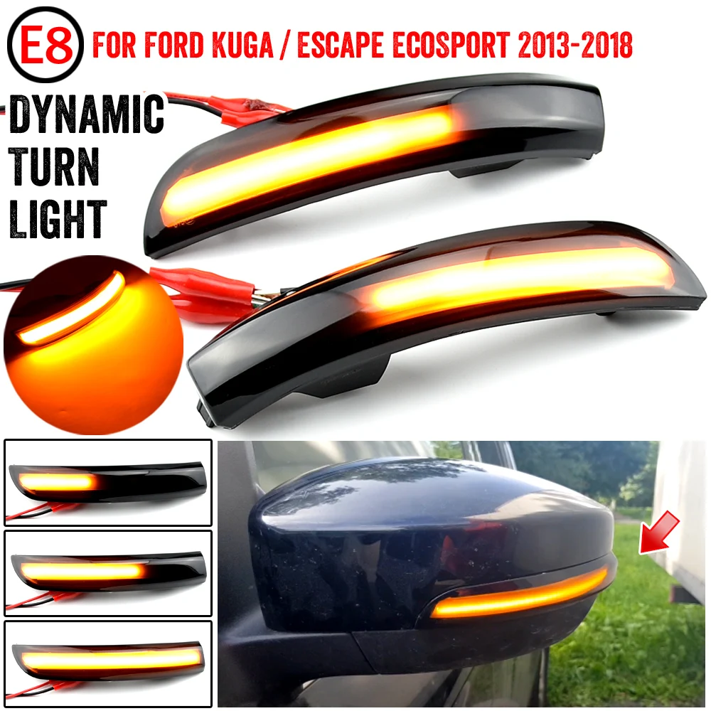 

Flowing Water Blinker LED Dynamic Bicolor Turn Signal Light For Ford Kuga Escape EcoSport 2013-18 Side Mirror Flashing Indicator