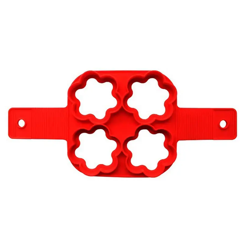 4 Holes Flower Силиконовая кухонная антипригарная форма для яичницы, откидная форма для капель, блинница, выпечка Инструменты для приготовления яиц, плита, сердце круг, сковорода для яиц - Цвет: 4 Holes Flower