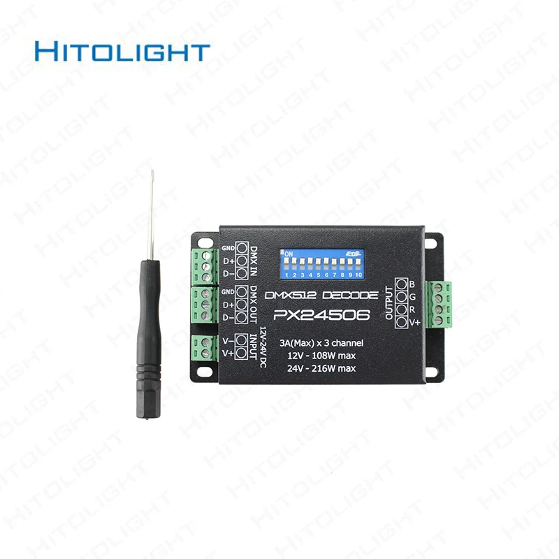 PX24506 светодиодный контроллер декодер DMX512 драйвер 9A DMX 512 усилитель DC12 24V для RGB