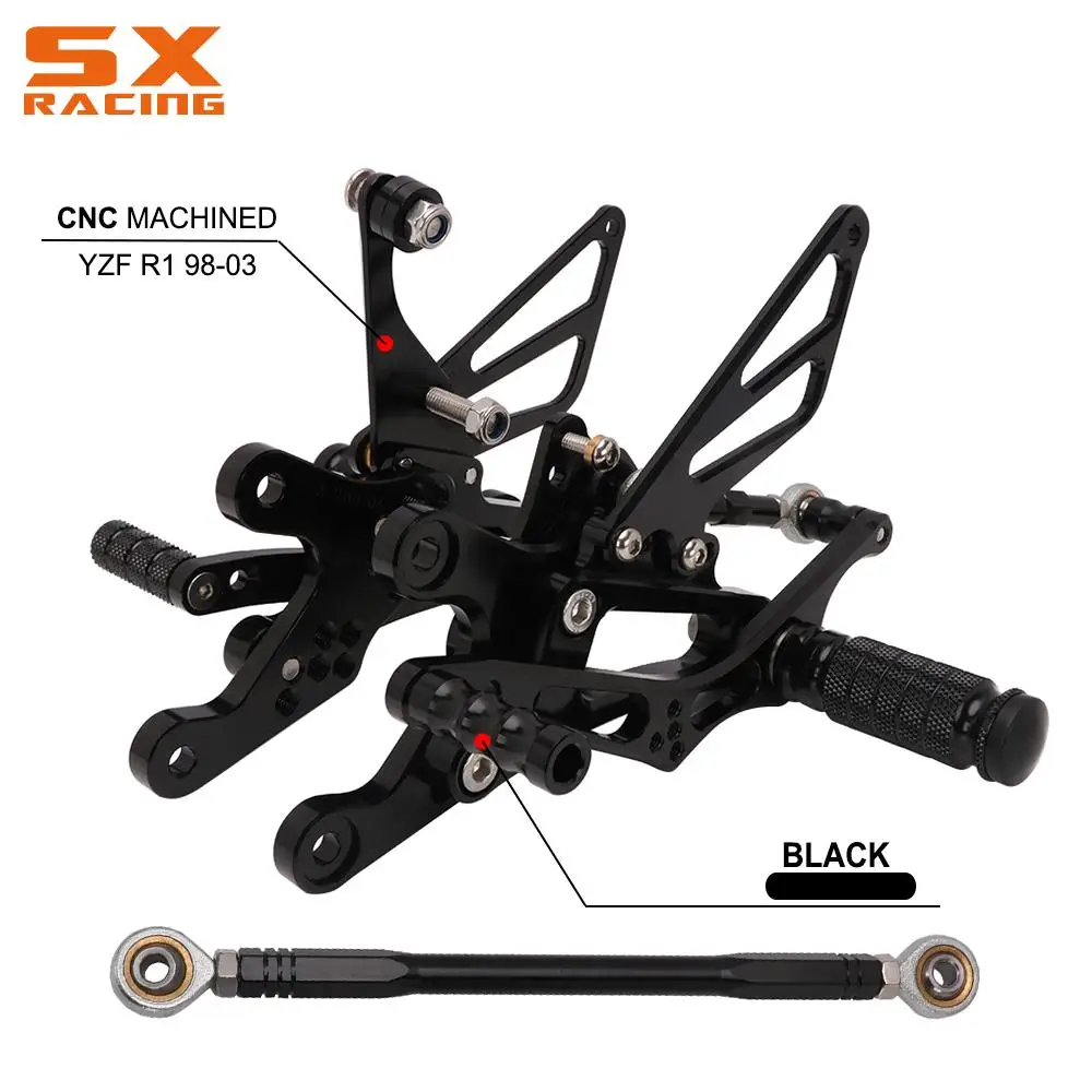 

Motorcycle CNC Adjustable Footpegs Billet Foot Rest Rearset Aluminum For Yamaha YZF R1 1998 1999 2000 2001 2002 2003