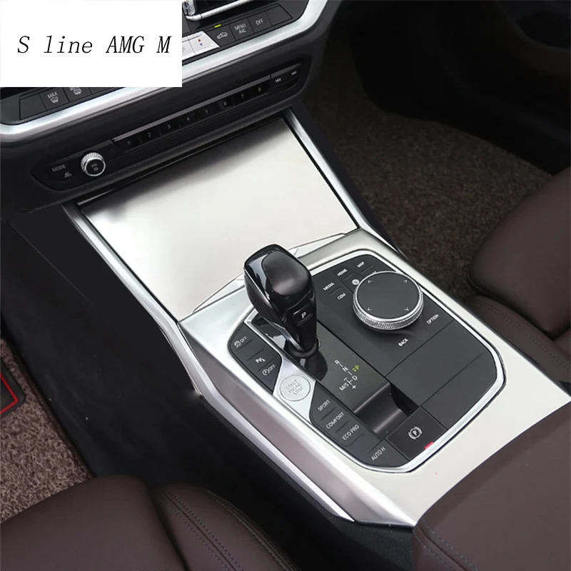 

Car Styling For BMW 3 Series G20 G28 Central control Gear Shift Panel Multimedia Handrest stainless steel Covers Stickers Trim