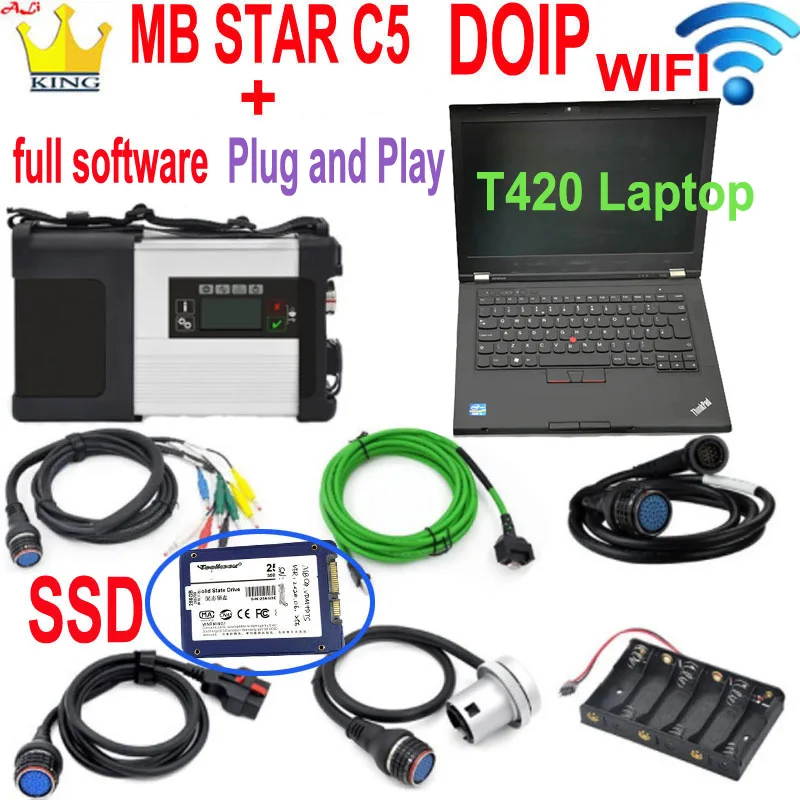 Mb Star C5 SD Connect C5 Plus Doip с программным обеспечением SSD с Wi-Fi функцией диагностический инструмент mb star c5 vediamo/X/DSA/DTS ноутбук T420