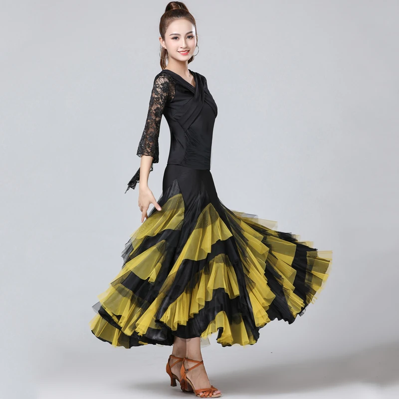 Latin dance ballroom modern competition dress and skirt short sleeves practice clothing | Тематическая одежда и униформа