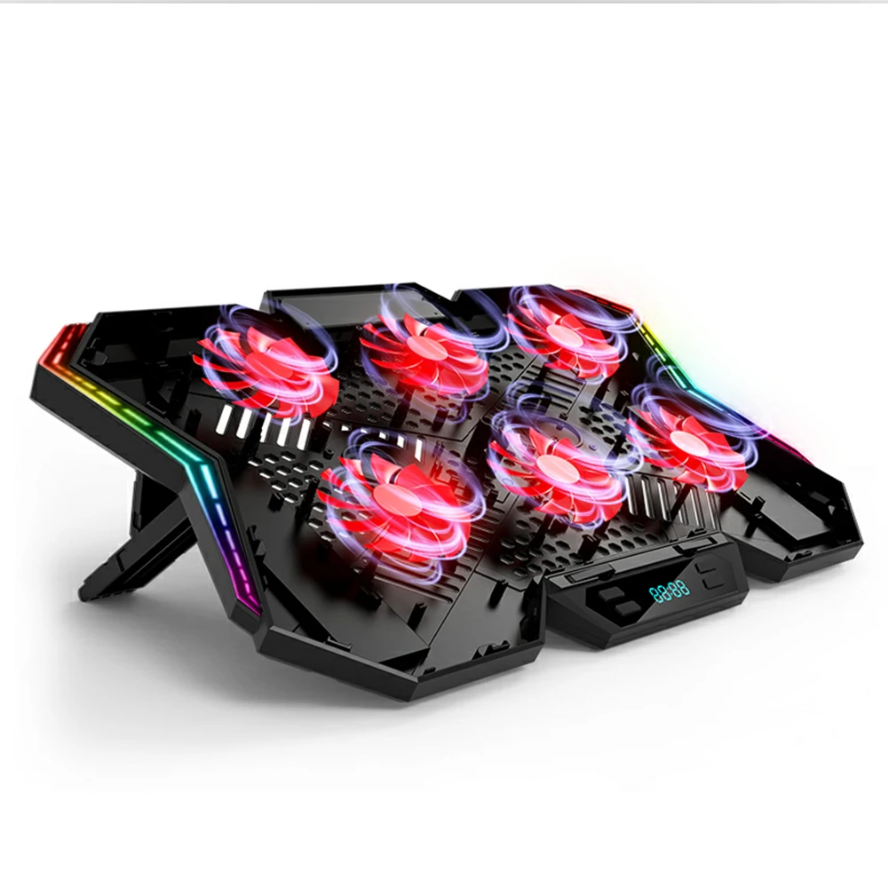 

Coolcold Laptop cooling pad 12-17 inches Gaing RGB Led Screen Notebook cooler stand with Six Fan stand and 2 USB Ports