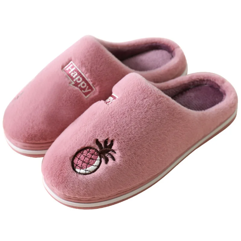 

Winter Fruit Indoor Home Slippers Lovers Non-Slip Fur Slippers Floor Shoes For Woman 2021 New Plush Cotton Slippers Women Autum