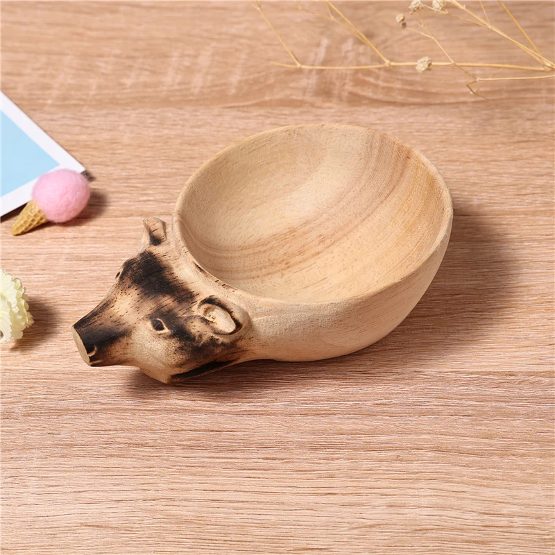 

Unique Simulation Drinking Outdoor Decoration Cute Animal Wooden Water Cup Hand Carved