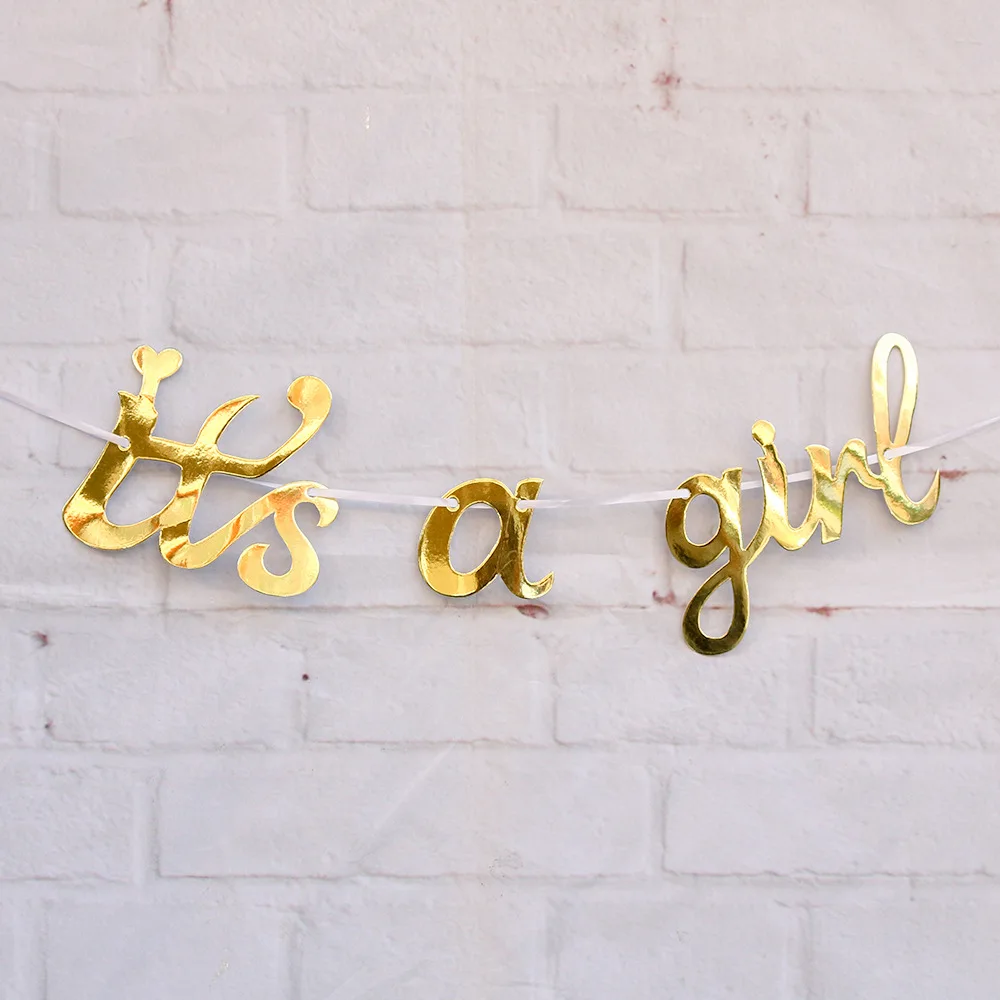 Золотой баннер это мальчик девочка ребенок душ День рождения украшение висит