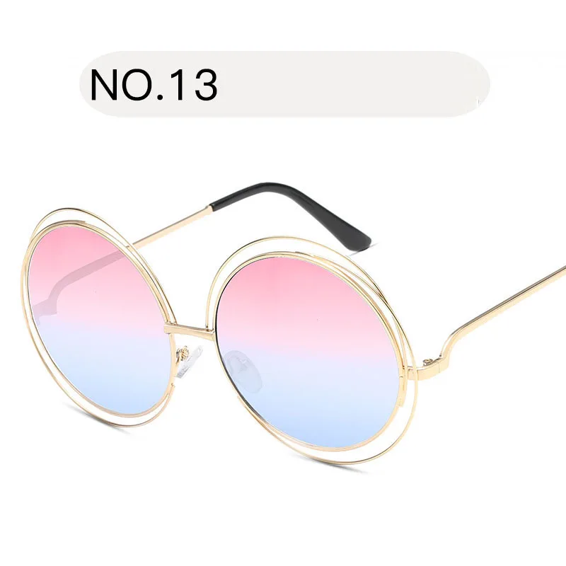 13-Gold.PinkBlue MuseLife более размера d Круглые Солнцезащитные очки Модные женские большой размер большие ретро Зеркальные Солнцезащитные очки женские винтажные брендовые дизайнерские UV4 - Цвет линз: 13-Gold.PinkBlue